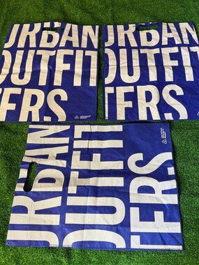 Lot of 3 Urban Outfitters Blue White Logo Reusable Grocery Shopping Bag Fabric